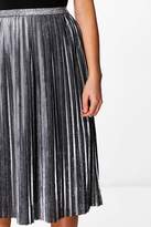 Thumbnail for your product : boohoo Ava Metallic Pleated Midi Skirt