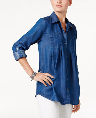 Style&Co. Style & Co Style & Co Petite Denim Roll-Tab Shirt, Created for Macy's