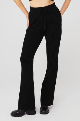 Alo Yoga  Cashmere Ribbed High-Waist Winter Dream Flare Pants in Black,  Size: Small - ShopStyle