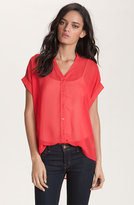 Thumbnail for your product : Red Haute Slouchy Mandarin Collar Sheer Shirt