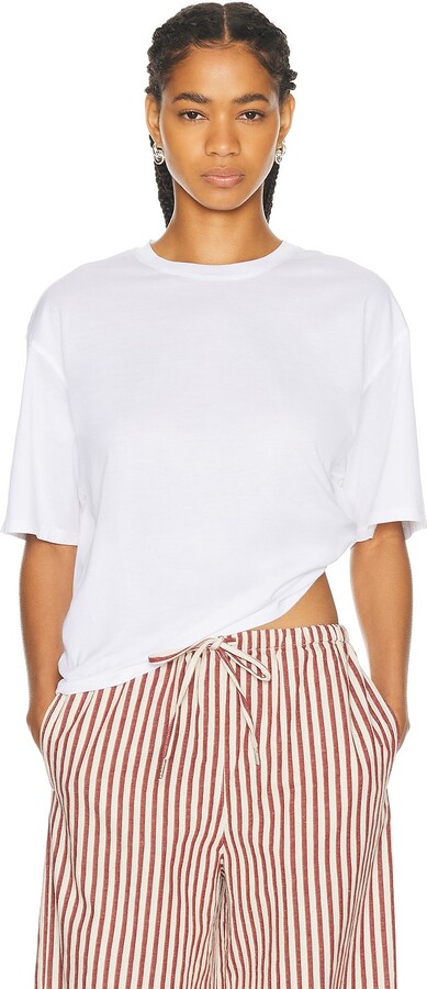 Sprwmn Oversized Cropped Boxy Tee in White