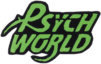 Psychworld SSENSE Exclusive Black & Green Logo Rug