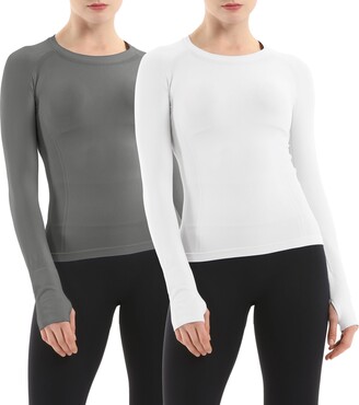 MathCat Seamless Workout Shirts for Women Long Sleeve Yoga Running