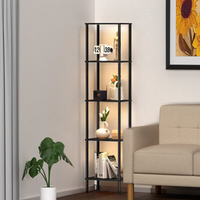 67" Floor Lamp with LED Lights, Touch & Remote Control, 3 Color Temperature, Dimmable Tall Corner Bookcase