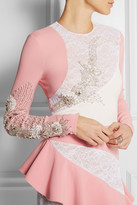 Thumbnail for your product : Alessandra Rich Embellished lace and stretch-silk cady gown