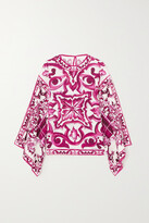 Printed Stretch-silk Blouse - Pink 