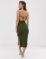 Thumbnail for your product : ASOS DESIGN midi rib bodycon dress with low back