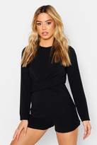 Thumbnail for your product : boohoo Petite Twist Front Woven Romper