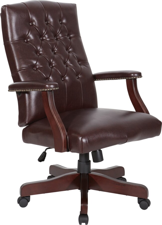 Work Smart Office Star TEX Traditional Tufted High Back Executive Office Chair with Padded Seat