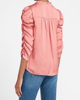 Thumbnail for your product : Express Satin Ruched Drawstring V-Neck Top