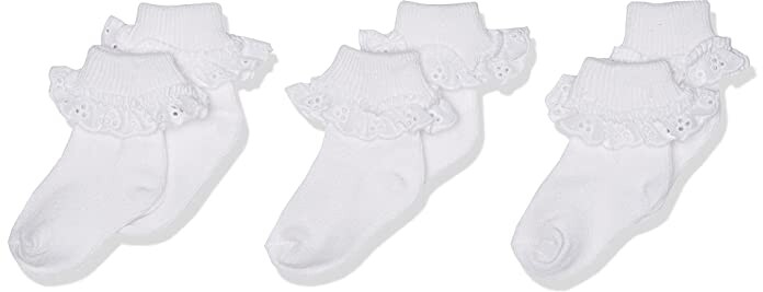 Girls children 3 pairs black white lace socks frilly ANKLE LACE SOCKS 