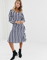 Thumbnail for your product : Influence stripe midi dress with button detail