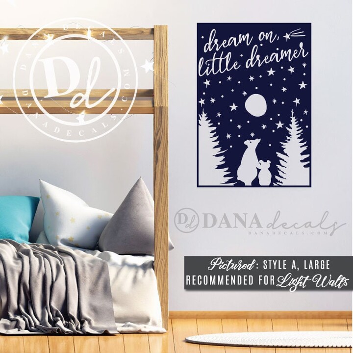 Etsy Dream On, Little Dreamer Forest Bear Scene With Stars - Whimsical Wall Decor Quote Art For Kid's Rooms, Nursery, Themes, Adventure
