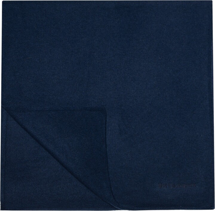 Bel Cashmere Blue Big Knitted Scarf Navy