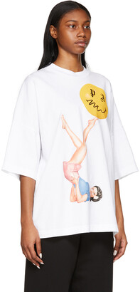 Palm Angels White Smiley Edition Juggler Pin Up Loose T-Shirt