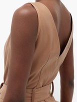 Thumbnail for your product : Petar Petrov Awel Wrap-front Leather Midi Dress - Brown