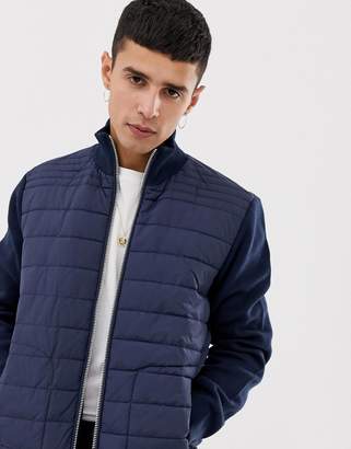 Selected Homme+ Quilted Jacket With Knitted Sleeves