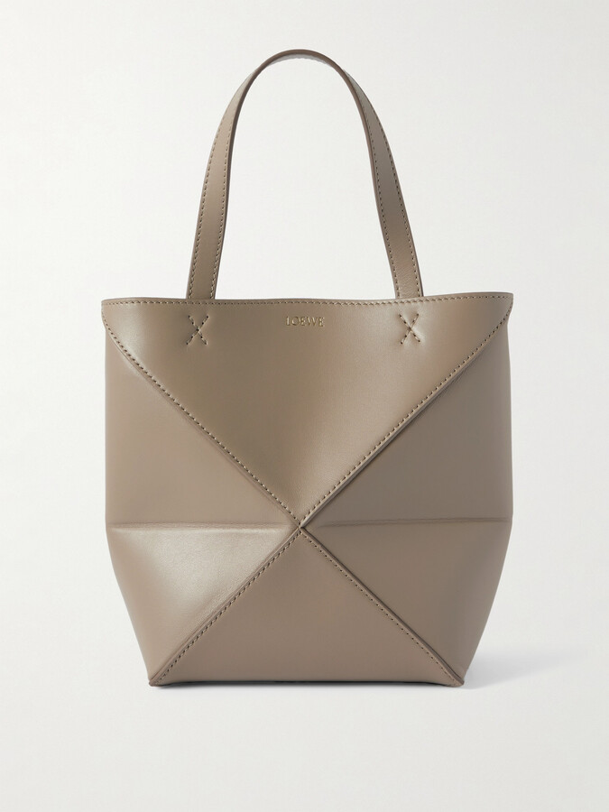 Loewe Puzzle Fold Convertible Mini Leather Tote - Neutrals