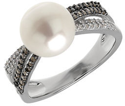 Lord & Taylor 9MM White Freshwater Pearl, Diamond and Sterling Silver Ring