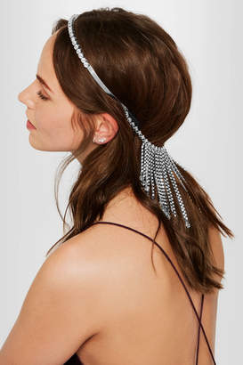 Miu Miu Fringed Silver-tone, Crystal And Bead Headband