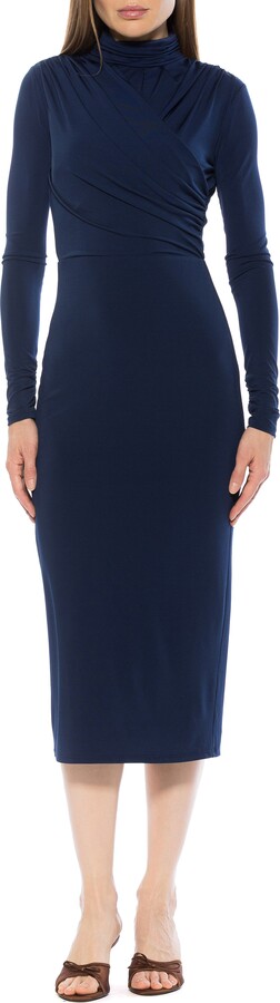 Alexia Admor Elio Draped Bodice Midi Sheath Dress
