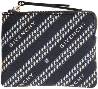 Givenchy Navy Diagonal Logo Zip Wallet