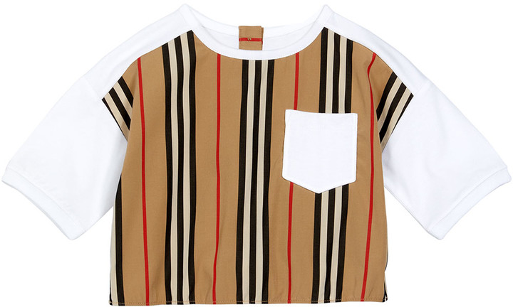 Burberry Girl's Aisha Icon Stripe Panel T-Shirt - ShopStyle