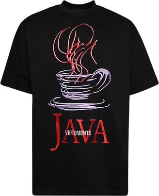 VETEMENTS♡ JAVA EMBROIDERED T-SHIRT Vetements x Java logo-embroidered cotton T-shirt - ShopStyle