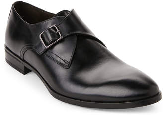 Bruno Magli Black Regale Leather Monk Strap Shoes