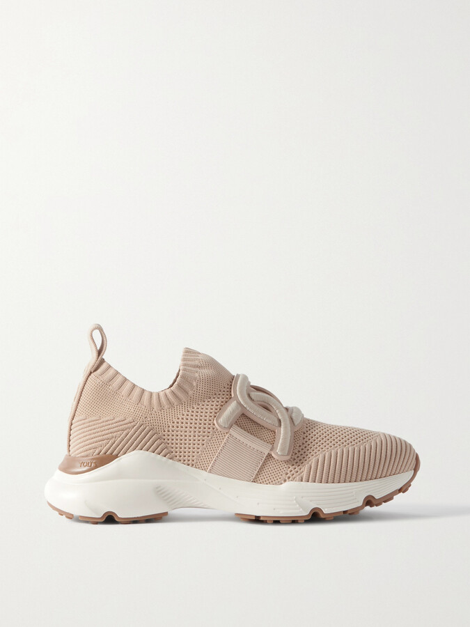 Tod's Kate Rubber-trimmed Mesh And Stretch-knit Slip-on Sneakers - Neutrals