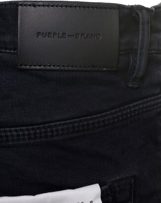 Purple Brand Black Five-Pocket Style Jeans with Rips Detail in