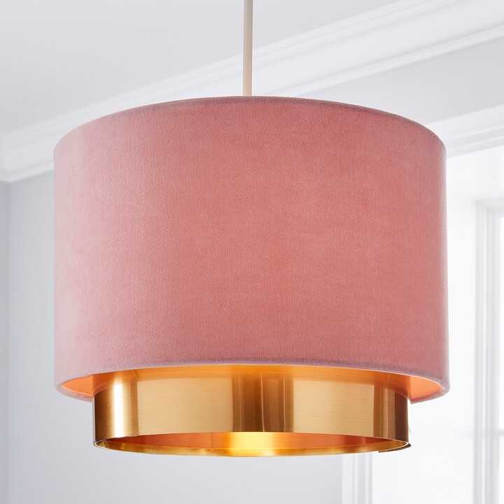 Dunelm Nesa Two Tier Brushed Gold Velvet Shade Pink ShopStyle Ceiling