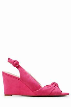 Next Womens Pink Suede Twist Wedge Sandals