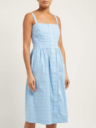 HVN Laura Gingham Cotton Midi Dress - Womens - Blue Multi