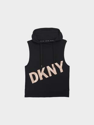 DKNY Sleeveless Cropped Logo Hoodie