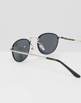 Thumbnail for your product : ASOS Design 90S Small Oval Sunglasses In Black With Silver Metal Nose Bridge