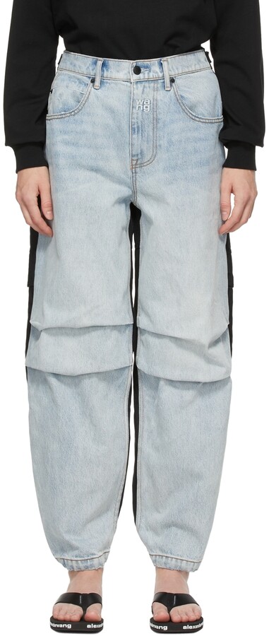 Alexander Wang Blue & Black Hybrid Cargo Jeans - ShopStyle