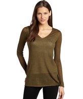 Thumbnail for your product : Line olive linen blend v-neck 'The Demo' sweater