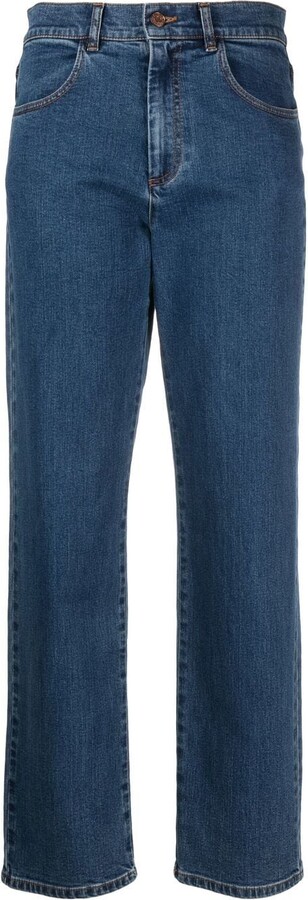 Maximilian Davis Diamond-Pattern High-Rise Jeans - ShopStyle