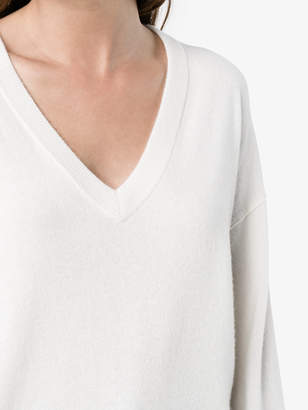 Frame Denim Off-White Knitted V-Neck Jumper