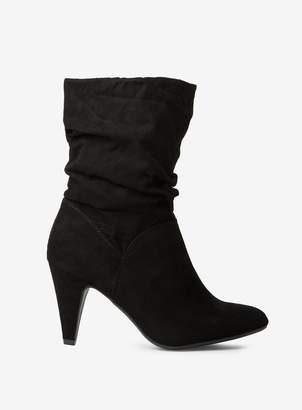 Dorothy Perkins Womens Wide Fit Black 'Kylie' Ruched Midi Boots