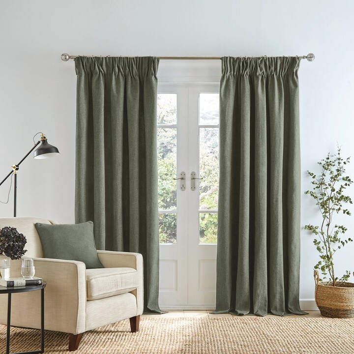 Dunelm Wynter Olive Thermal Pencil Pleat Curtains Olive (Green) - ShopStyle