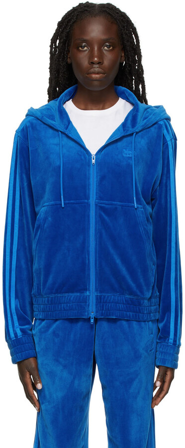 adidas Blue Jeremy Scott Edition Velour Zip-Up Hoodie - ShopStyle  Activewear Tops