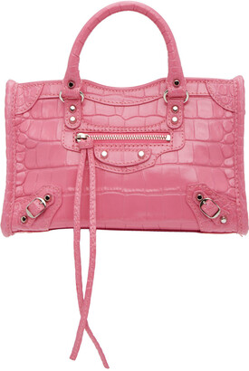 Balenciaga Pink Croc Classic Nano City Bag