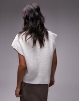 Thumbnail for your product : Topshop knitted fluffy sleeveless cardigan in ivory