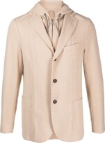Thumbnail for your product : Eleventy Hooded Herringbone Single-Breasted Blazer