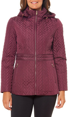 Kate Spade Quilted Chevron Funnel-Neck Midi Jacket