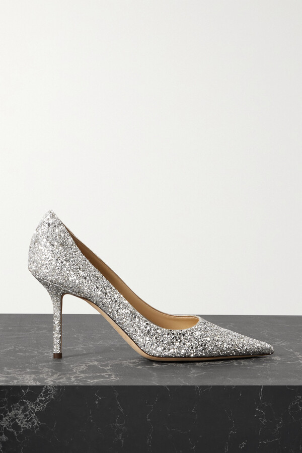 silver leather pumps