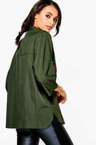 Thumbnail for your product : boohoo Embroidered 3/4 Sleeve Shirt
