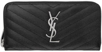 Saint Laurent Black Quilted Monogram Zip Around Wallet